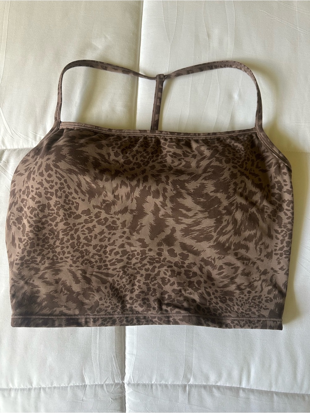Brown Animal-Print Cropped Cami with T-Back